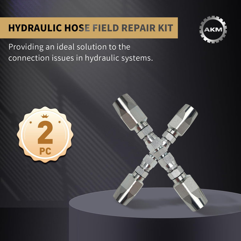 AKM 2-Pack Hydraulic Hose Field Repair Kit,1/4" Inner Diameter Reusable 2 Pack 1/4"