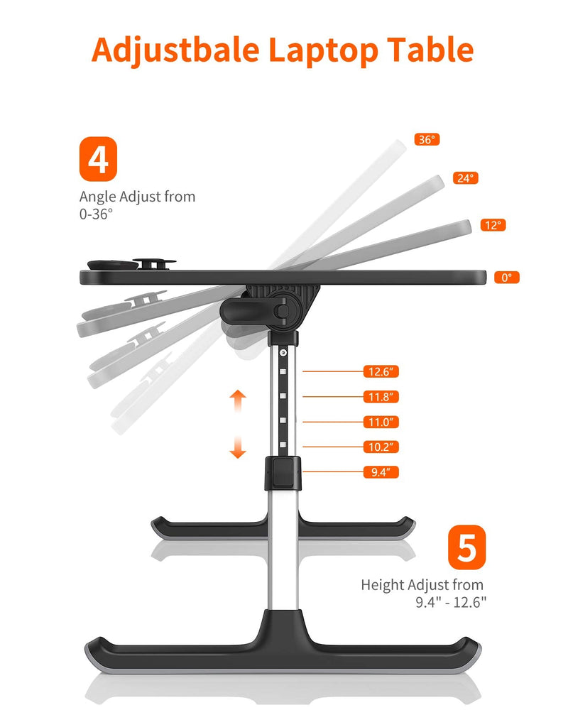 SAIJI Gooseneck Phone Holder for Bed Overall Length 38.6” Flexible Leather Wrapped Arm + Laptop Desk for Bed
