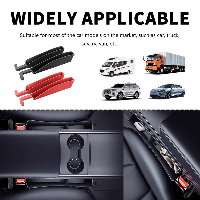 2PCS New Car Seat Gap Filler with 2 Storage Areas,Stylish Car Seat Gap Storage for Stabilizing Phone,Keys Wallet,Universal Car Seat Gap Filler Organizer Interior Accessories (Carbon Black) Carbon Black