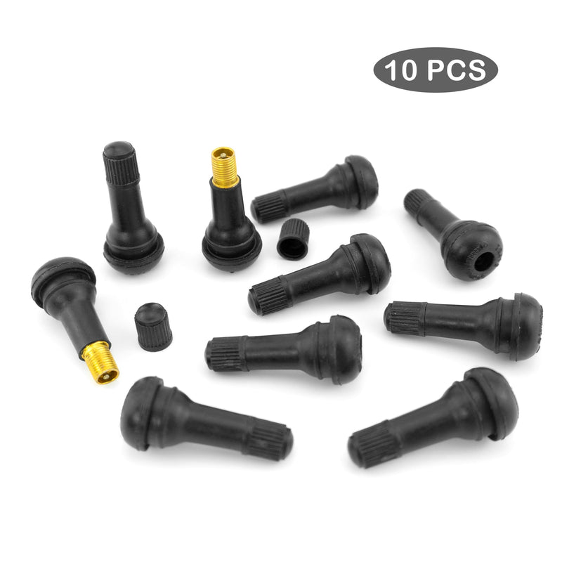 Quacc 10 PCS TR413 Rubber Snap-in Tire Valve Stems Sturdy Replacement Tyre Valves Stems for 0.453" Tubeless Rim Holes on Cars, Go-Karts, Trucks, Lawn mowers, Trailers