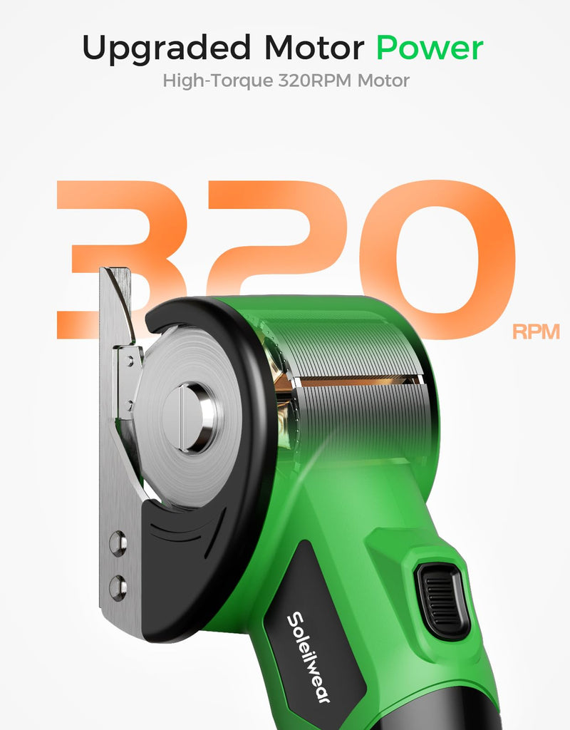 Cardboard Cutter, Rechargeable Cordless Electric Scissors, 4V Upgrade Motor Electric Box Cutter with 2 Blades, Safety Lock & LED Light, Powerful Cutting for Cardboard Box, Plastic, Leather Green