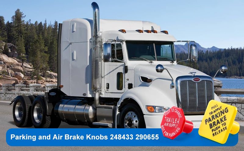 Parking and Air Brake Knobs 248433 290655, 248433 Yellow Parking Brake, 290655 Red Tractor Trailer Air Brake Knob Compatible with Bendix, Replace# TR248433 + TR290655 248433+290655
