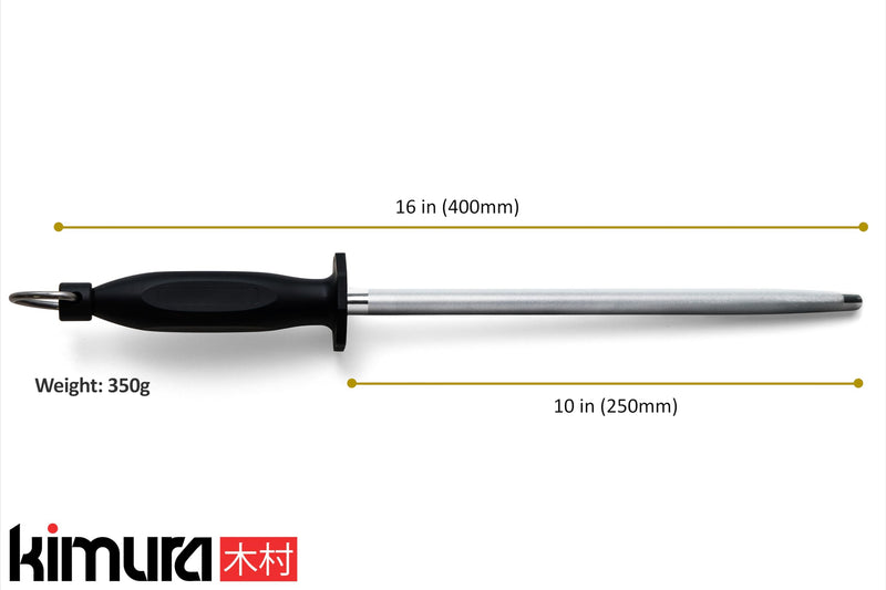 Kimura Professional Diamond Honing Rod, 10 Inch, Silver, Extra Fine Grit, Magnetized, Ergonomic Handle, Versatile Knife Sharpener, Japanese Gift Box