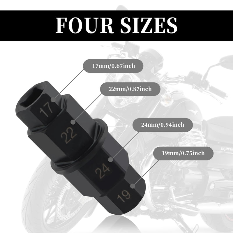 Motorcycle Axle Tool,4 in 1 Motorcycle Axle Removal Tool with 17mm 19mm 22mm 24mm Sizes Compatible with BMW Yamaha Buell,Sturdy Motorcycle Accessories Fit for Front Axle Wheels