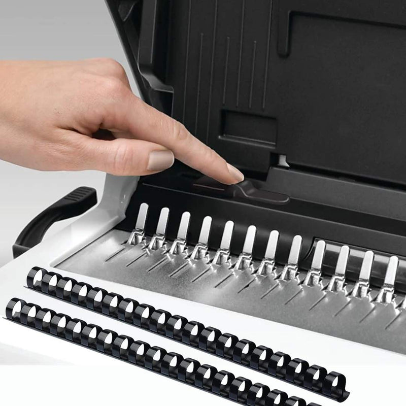 1InTheOffice Binding Combs, Comb Binding Spines, Plastic Binding Combs, 3/8 Inch, 55 Sheet Capacity, Black, 25 Pack