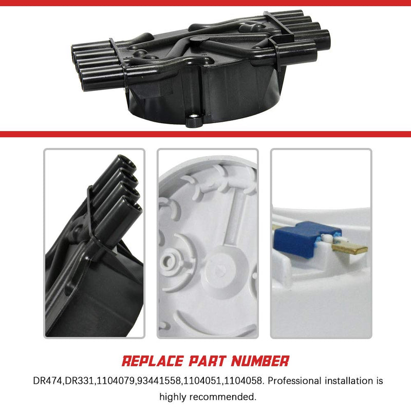 Ignition Distributor Cap and Rotor Kit Compatible with Chevy GMC Cadillac Vortec V8 5.0l 5.7l 7.4l Ignition Distributor Set Brass Terminals with OE Part # DR474 DR331 5.0L&5.7L Distributor Cap