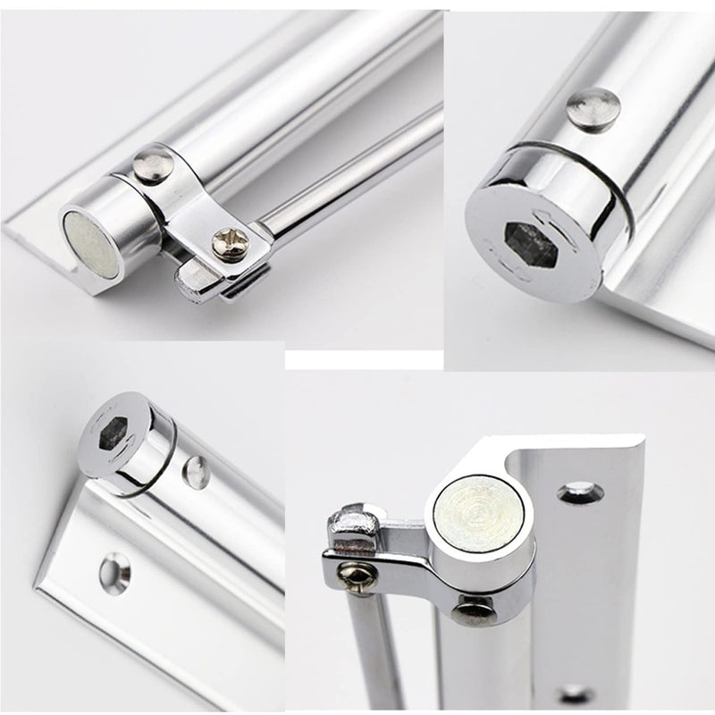  [AUSTRALIA] - ZENG 2-Pack Adjustable Spring Door Closer - 304 Stainless Steel Surface Mounted Automatic Closer for Residential/Commercial Doors (20-40kg, 175° Max, Silver)