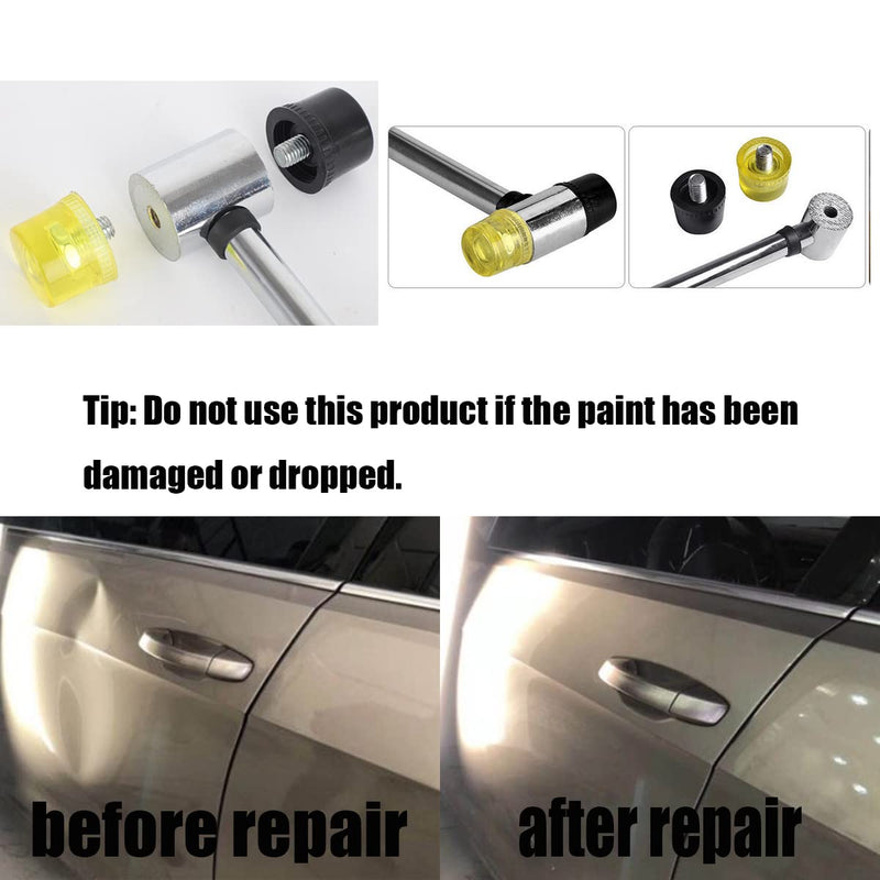 10Pcs Dent Repair Tool Kits inclued Rubber Hammer and 9 Pcs Heads Tap Down Tools, Paintless Dent Removal Tools Kits for Auto Body DIY Dent Fix