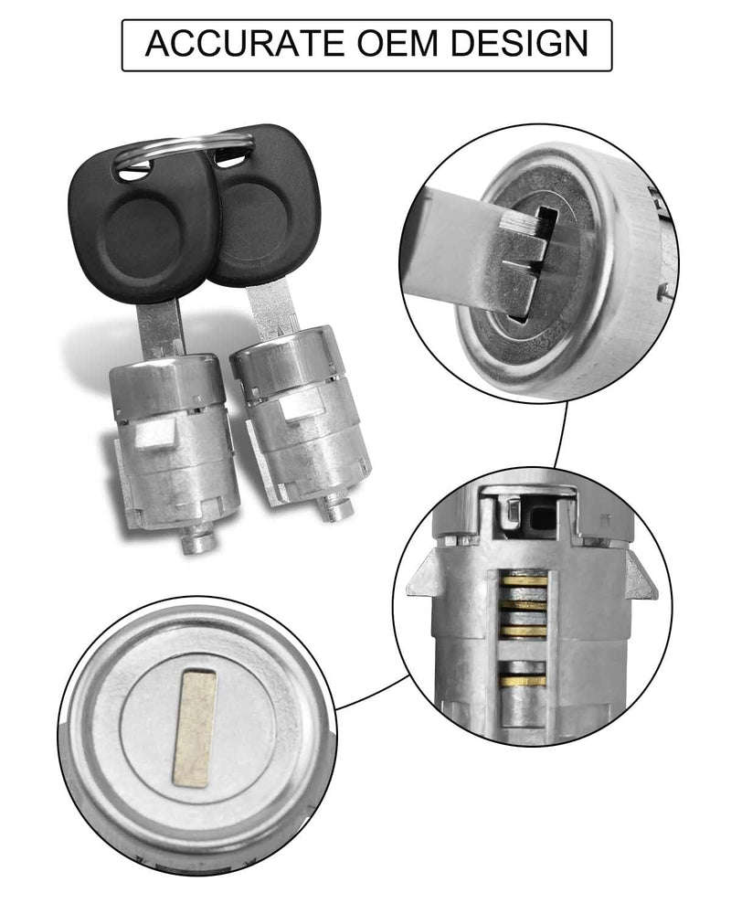 Ignition Switch Lock Cylinder and Pair Front Door Lock Cylinder with Keys Fit for Chevy Silverado Tahoe GMC Sierra Yukon 1999-2000 Replace 704600 702912 598007