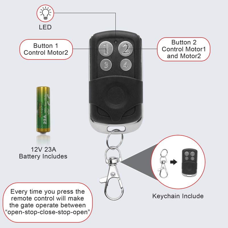 Gate Opener Remote Control Transmitter Only Works for GYXEL & JUJIANG Automatic Gate Opener Hardware Control Remote, Replacement for JUJIANG Electric Opener Keychain Remote, Not working with ZUMI CO-Z