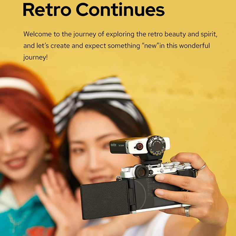 GODOX Lux Junior Speedlite Retro Camera Flash, GN12, 6000K CCT A/M Flash Mode, 28mm Focal Length Compatible with Canon Nikon Sony Fujufilm Digital Film Cameras
