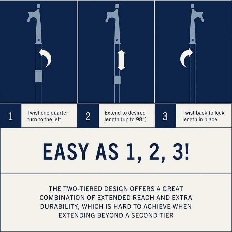 RainierSupplyCo Boat Hook with Telescoping Extension Push Pole for Docking & Mooring - Extends from 4.5 to 8 ft - Floating & Lightweight Boating Pole with Nylon Tip & Threaded End for Boat Accessories