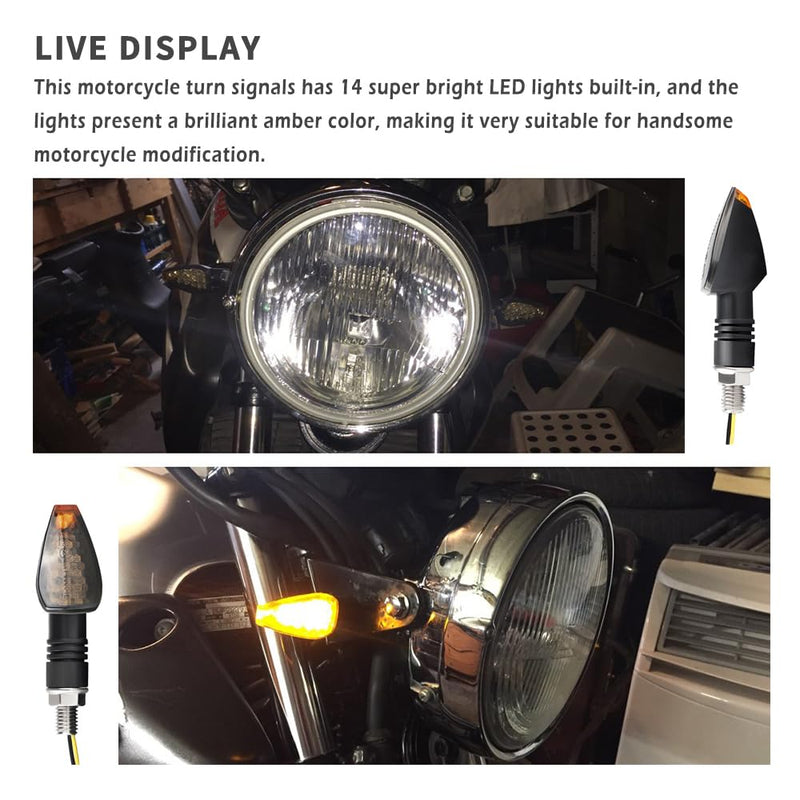 4PCS Motorcycle Turn Signals,12V 14LED Motorcycle Lights Turn Signal Assembly with Bright Amber Lamp,Universal Front/Rear Motorcycle LED Lights Compatible with Yamaha Honda