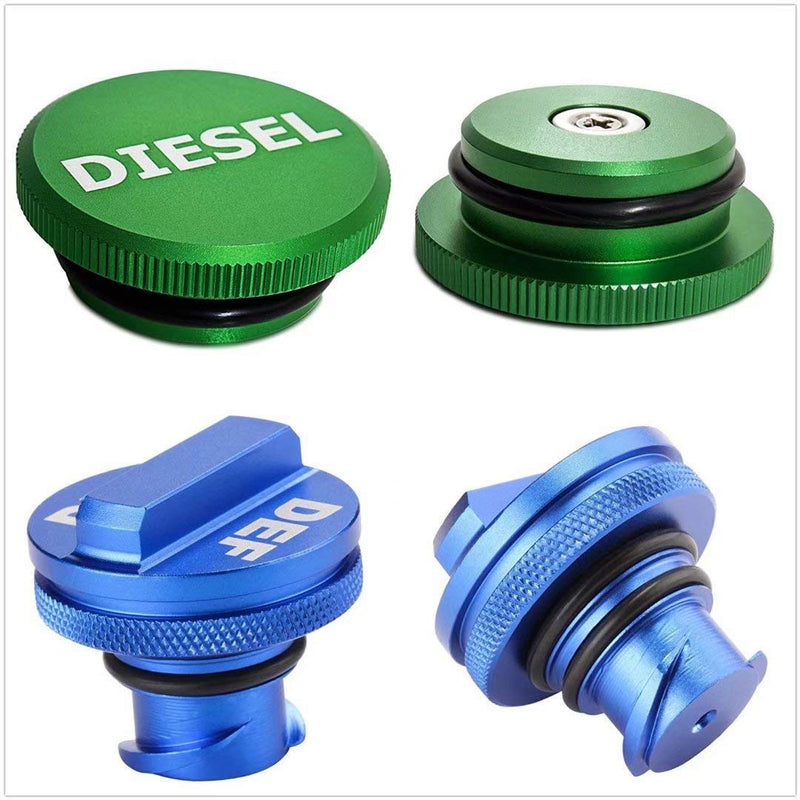 Diesel Fuel Cap for Dodge Ram, Aluminum Factory Combo Pack - Magnetic Diesel Fuel Cap & DEF Cap for RAM 1500 2500 3500 Trucks (2013-2019) Diesel+DEF Cap for 2013-2019 Ram