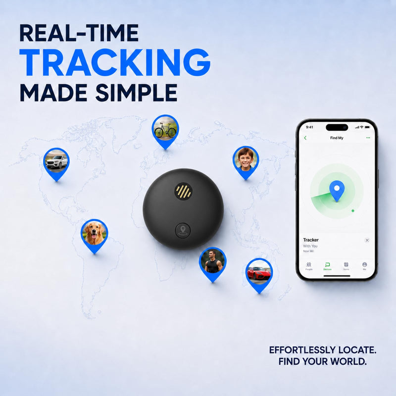 Yinnovy Tracker Device for Vehicles, Real-Time Tracking, No Monthly Fee | GPS Tracker for Vehicles, No SIM Card Needed, Works with iOS Find My, IP68 Waterproof, Magnetic GPS Locator