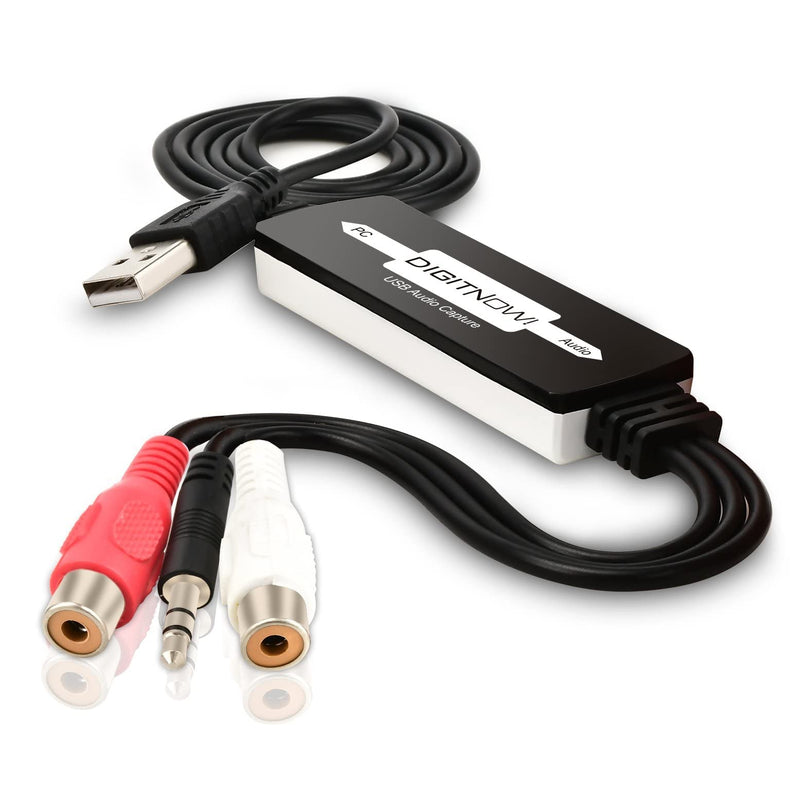 DIGITNOW USB 2.0 Audio Capture Card,Cassette Converter,Cassette to Digital,Cassette to MP3 Converter,Support Mac & Windows 10/8.1/8 / 7 / Vista/XP carbon
