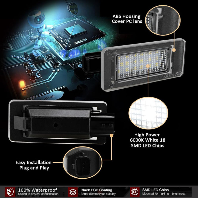 D-Lumina LED License Plate Light Tag Lamp Assembly for 2019-UP Nissan Altima Sentra Rogue Versa, Powered by 18-SMD Xenon White LED Tag Lights, Pack of 2 Nissan Altima/Sentra/Rogue