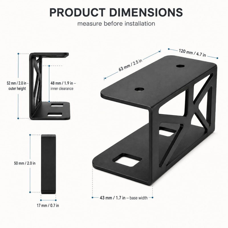Under Desk Laptop Mount,Mini PC Storage Mount | CPU Holder,for Devices Up to 1.85" Thick Compatible MacBook, Mini, Keyboard,