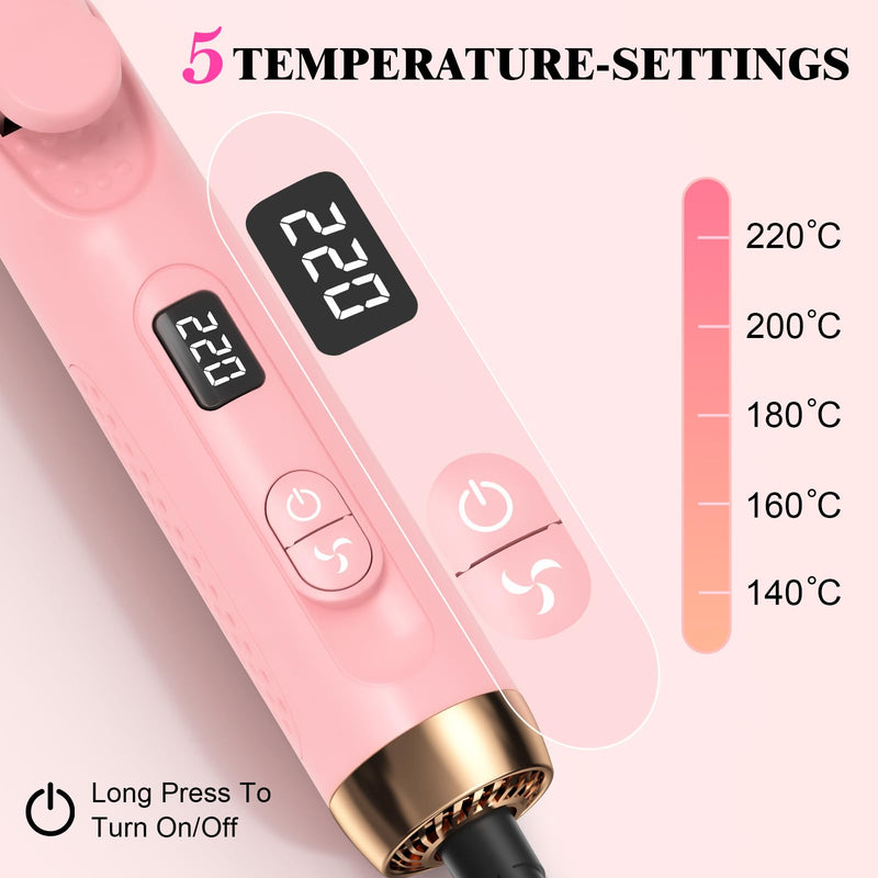 Flat Iron Hair Straightener and Curler 2 in 1, Airflow Style Curling Iron | 360° Airflow Style, 25MM Ionic Curling Wand Reduces Damage, 5 Temps & Dual Voltage for Long Short Hair
