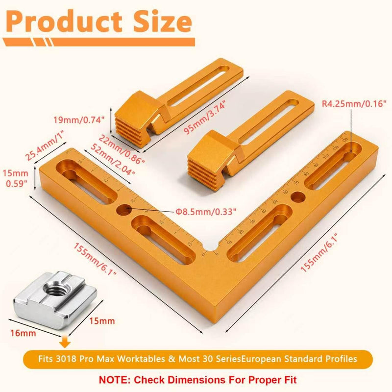 Fuzqq CNC Positioning Side Clamps, Aluminum Low Profile Vise for CNC Router Machines, T-Slot & Perforated Tables Compatible, Repeatable Positioning for Milling, Engraving & Woodworking Orange