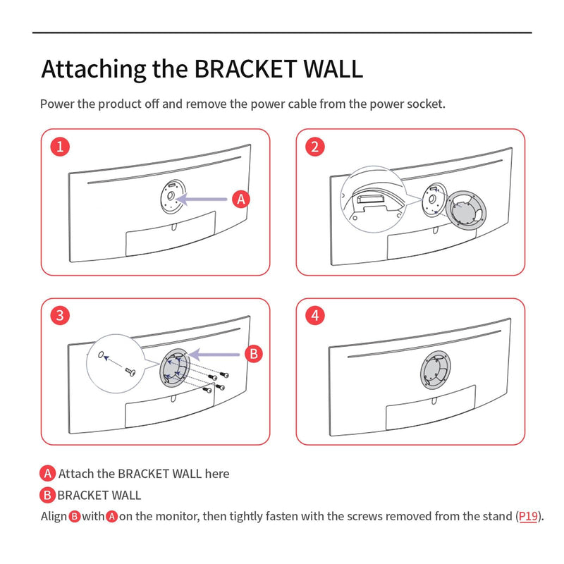 BN96-42913A/BN61-14898A Wall Mount Adapter Bracket Compatible with Samsung Odyssey G7 27" 28" 32" 49" LC27G75T S28BG702EC LC32G75T C49HG90D C49J890D S49A950UIC C49RG90SSN