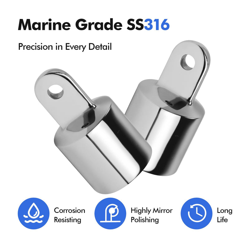 Stainless Steel 316 Bimini Top Eye End Cap 7/8,1 inch,1-1/4 inch Marine Grade Heavy Duty Bimini Top Parts for Boats with L Shape Hex Key 1 inch - 4 PACK
