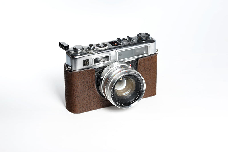 Electro 35 GSN Case, Handmade Genuine Real Leather Half Camera Case Bag Cover for Yashica Electro 35 GSN Film Camera With Hand Strap (Coffee) Coffee