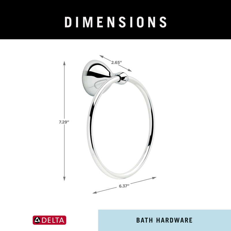 Delta Foundations (1-Pack) Hand Towel Holder Polished Chrome Towel Racks for Bathroom Wall Round Towel Ring Holder for Bath Towel Hanger for Kitchen, Bathroom Accessories FNDS46-PC No Size