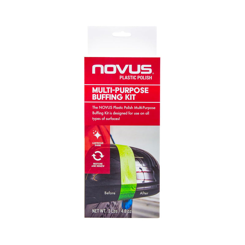 NOVUS 7232 | Multi-Purpose Buffing Kit | Contains 100% Wool Buffing Pad, Soft Foam Buffing Pad, Backing Pad for Drill, Microfiber Cloth Buffing Kit 2
