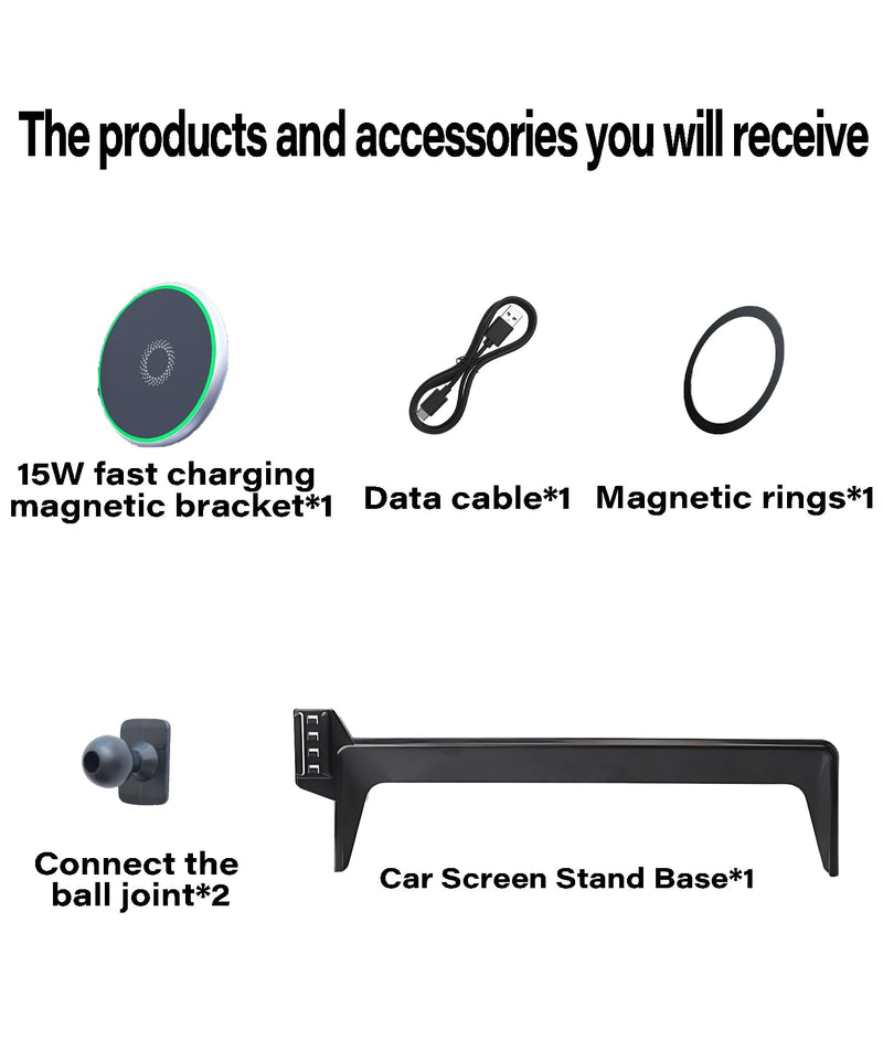 Car Phone Mount for 2025-2026 Volkswagen VW Tiguan 15" Screen Accessories | MagSafe 15W Fast Wireless Charger Cell Phone Holder, 360° Rotatable 3D Fit Navigation Clip-On Cradle,will Not Block Air Vents Magsafe+ Wireless Charger