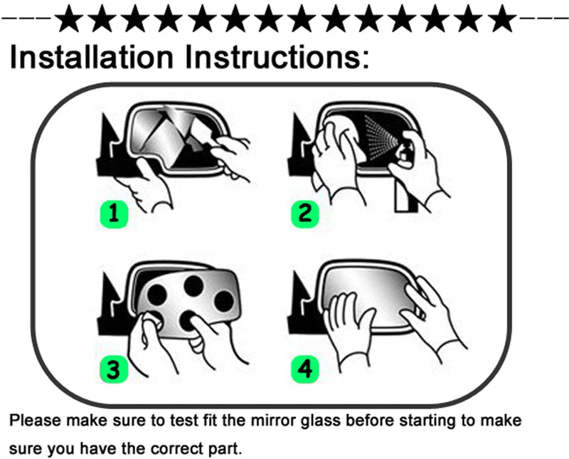 WLLW Side Mirror Replacement Glass fit for 2004 2005 2006 2007 2008 Ford F150 Convex RH Rignt Passenger Side Including Adhesive, Non Towing Mirror Glass Non Heated Passenger Side 10 1/4 inches