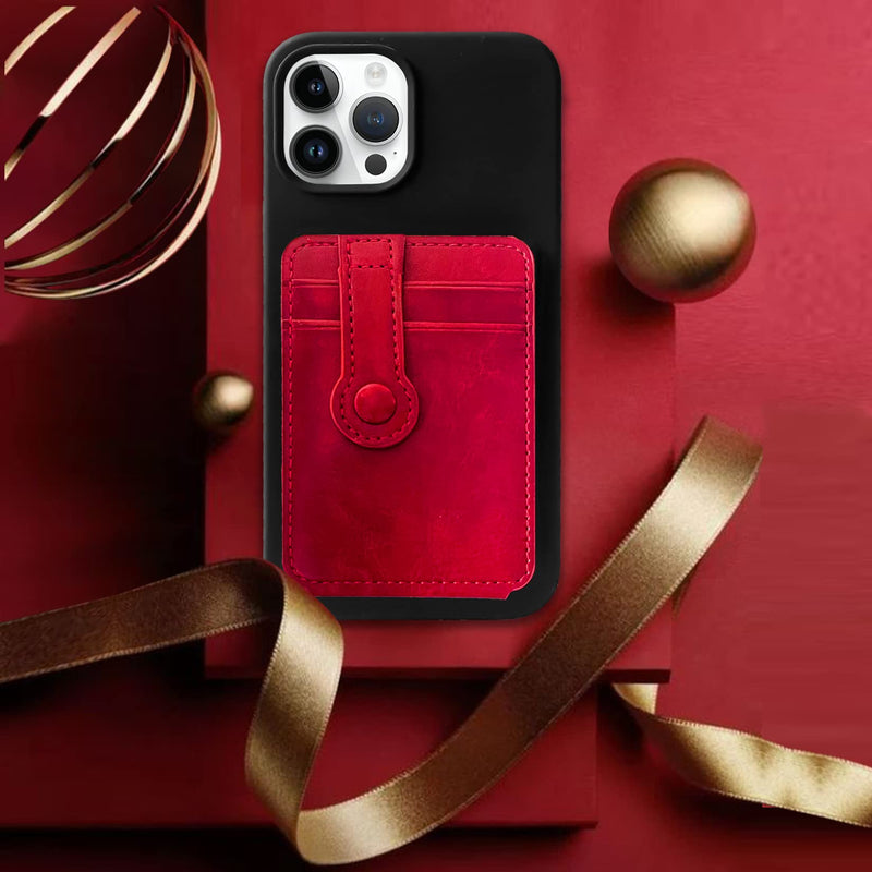 M-Plateau Phone Card Holder, Wallets With Elastic Magnetic Closure, Slim Card Holder For Phone Case With 3M Stickers For iPhone 14 Case and Most Smartphone (Red) Red