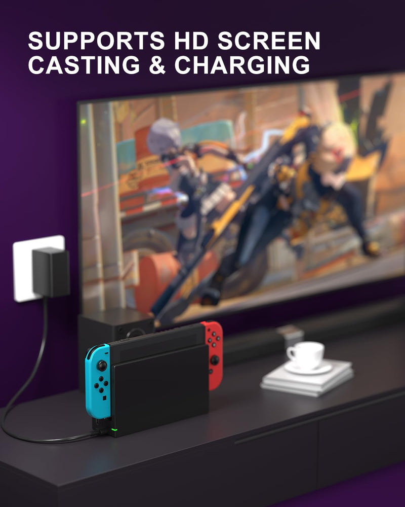 Dock Station for Nintendo Switch/Switch OLED, Replacement 3-in-1 TV Dock Set with Original IC Module, AC Charger & High-Speed HDMI Cable for 1080P HD Output（Not Compatible with Sw 2）