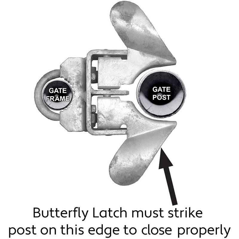 Jake Sales -Chain Link Fence Butterfly Gate Latch - Fence Automatic Gate Latch - 1-5/8" Gate Frame and 2-3/8" Gate Post - Galvanized Fence Gate Latch with Hole for Padlock 1-5/8" X 2-3/8"