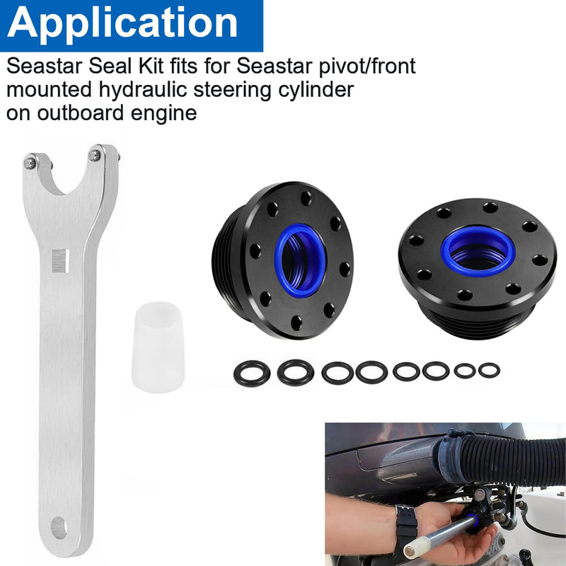 HC5345 Seal Kit Replacement for Seastar HC5345 Seal Kit - Front Mount Hydraulic Steering Cylinder Seal & Pin Wrench HS5157 Kit Fit for HC6750, HC6751, HC5340, HC5341, HC5342, HC5343, HC5344, etc Blue