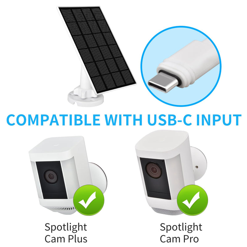 Solar Panel for Ring Camera, Solar Charger for Spotlight Cam Plus/Pro(Battery), 5V 3.5W Solar Panel with10ft. Charging Cable, Hold Charging Camera Battery, Camera NOT Included White 3.5w-1 Pack
