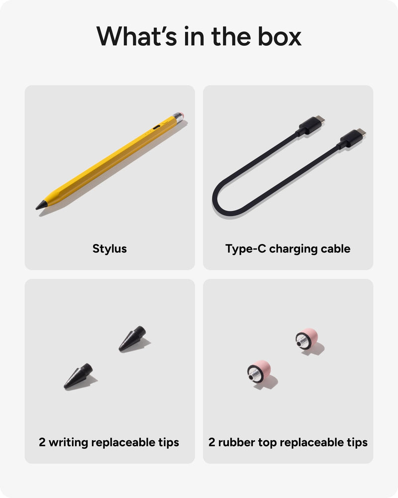 ZAGG Oxford Stylus for iPad Pro 11/13 M4 M5, iPad Air 11/13 M2 M3 M4, iPad 10/9/8/7/6th Gen/A16, Mini 6/5 A17 Pro—Pencil with Palm Rejection, Tilt Sensitivity, & Fidget Clicker Gen 3 Yellow