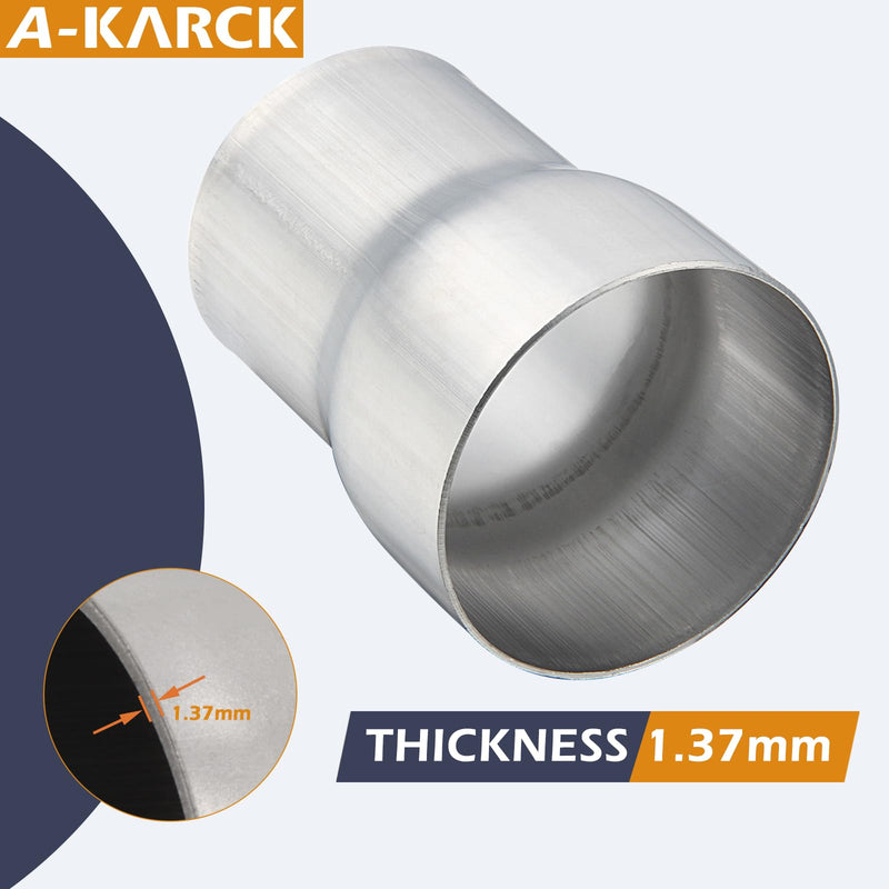 A-KARCK Exhaust Adapter Connector 2" ID to 2.25" ID, Exhaust Pipe Reducer 4" Overall Length Stainless Steel
