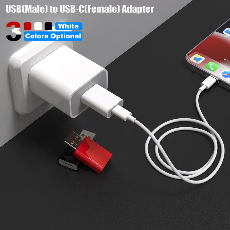 USB to USB C Adapter,USB-C Female to USB Male Adapter Compatible with Apple MagSafe Watch 7/8/9/SE/Ultra,Car,iPhone 15 14 13 12 Mini Pro Max,iPad,Galaxy,Pixel 7 6 5,CarPlay,Wall Plug 2 Pack White