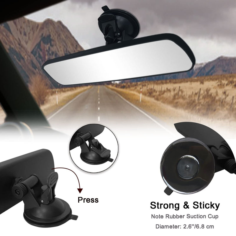 Rear View Mirror,LECAMEBOR Universal Thickened Anti-glare HD Car Interior Rear View Mirror-(With Adjustable Suction Cup) White