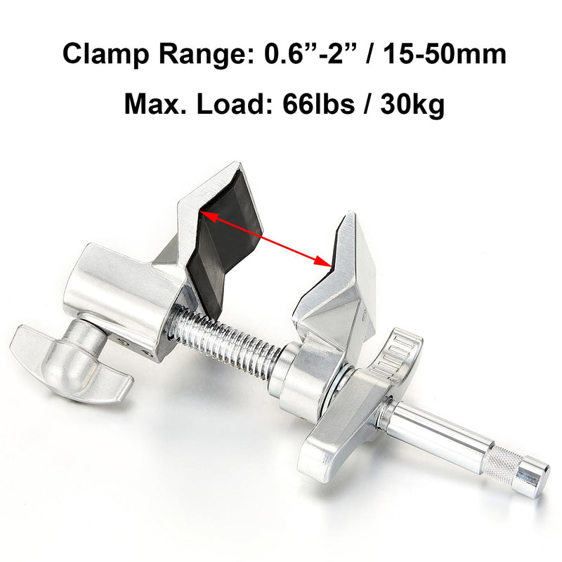 PHOCUS 2" End Jaw Vise Grip with 5/8” Pin & Hex Receiver Socket for Photography Studio LED Lighting Strobe Flash