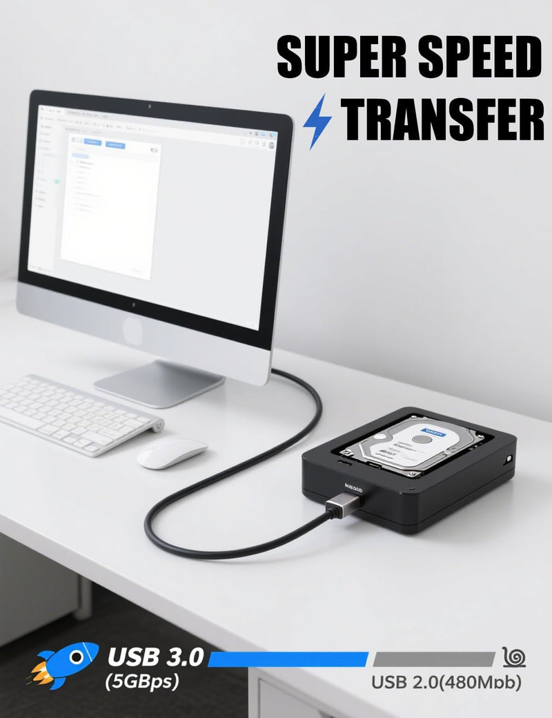 50FT USB 3.0 Printer Cable, USB A to B Cable, 5Gbps High-Speed with 2 Signal Boosters and USB Power Cord for Printers, Scanners, Docking Stations, External Hard Drives and More