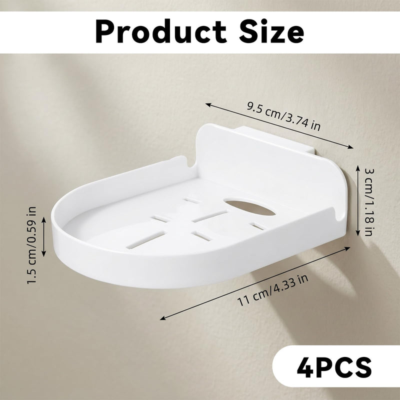 4 Pack Adhesive Security Camera Wall Mount, Universal Monitor Brackets with Cable Clips Self Adhesive Versatile Surveillance Holder Small Wall Shelf for Bedroom Kitchen Living Room White