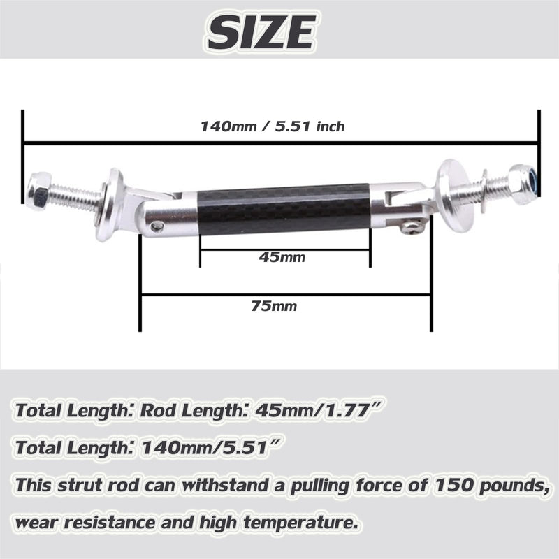 2PCS Car Splitter Support Strut Rod Car Front Rear Frame Bumper Lip Protector Strut Rod 45MM 1.77" Protector Rod Support Bars Carbon Fiber Universal Auto Bumper Fasteners Lever Kits (Silver) Silver