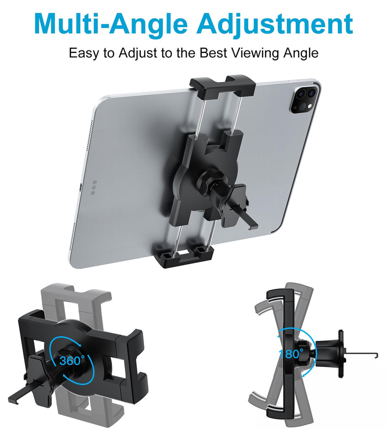Tablet Mount for Car Vent, [Military-Grade Hook Clip] Air Vent Tablet Holder, 360° Rotatable Hands Free A/C Hook Clamp for 4-11" Tablet iPad Pro Air Mini, Galaxy Tabs Z Fold, Surface, Fire, Phone