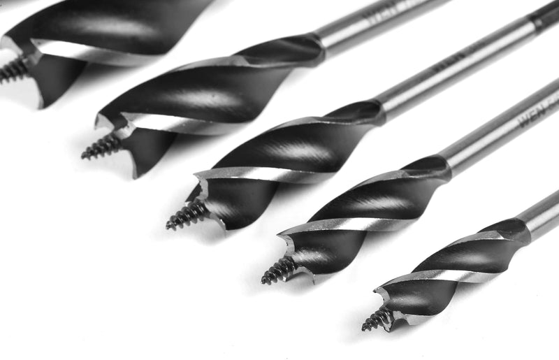 WEN DB613A 6-Piece Tri-Flute Auger Drill Bit Set with Carrying Case Auger Bit Set