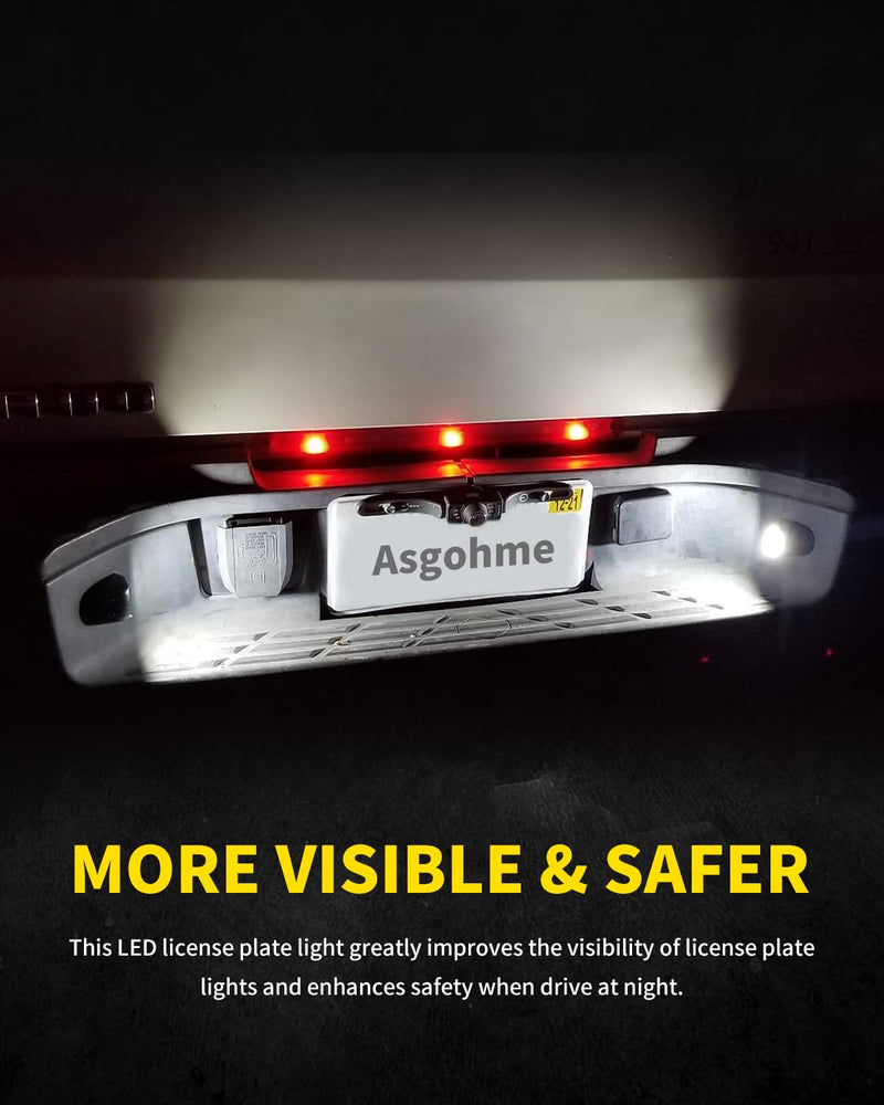 LED License Plate Lights Rear Bumper Tag Lamp Assembly Replacement Compatible with Cadillac Escalade Chevy Silverado 1500 2500 3500 Tahoe GMC Sierra 1500 2500 3500 Yukon XL, Pack of 2 White Light