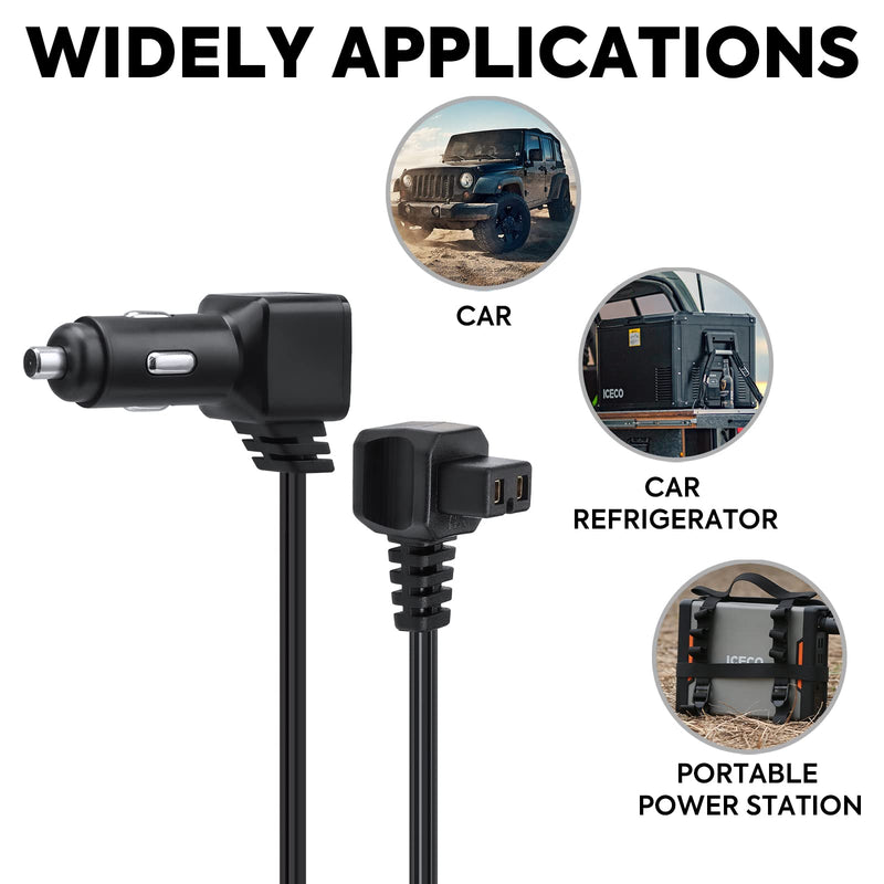 ICECO 12 Volt Male Cigarette Lighter Plug, DC Power Cable for Car Refrigerator, 16AWG 8 FT Long (2.5 Meters), Male Socket Adapter (NOT Suitable for VL35 Series) DC Cord