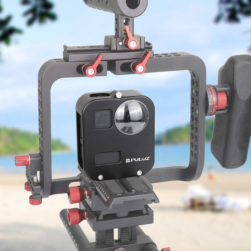 PULUZ Housing Shell Protective Cage for GoPro Max, CNC Aluminum Alloy Frame Case with Lens Protection & Mounting Accessories