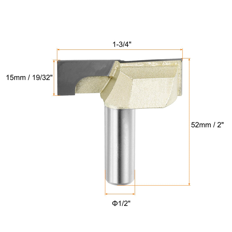HARFINGTON 2pcs Bottom Cleaning Router Bit 1-3/4" Diameter 1/2" Shank Carbide Tipped Cutter Surfacing Planing Router Bits for Woodworking Planing 1-3/4" x 1/2" 2